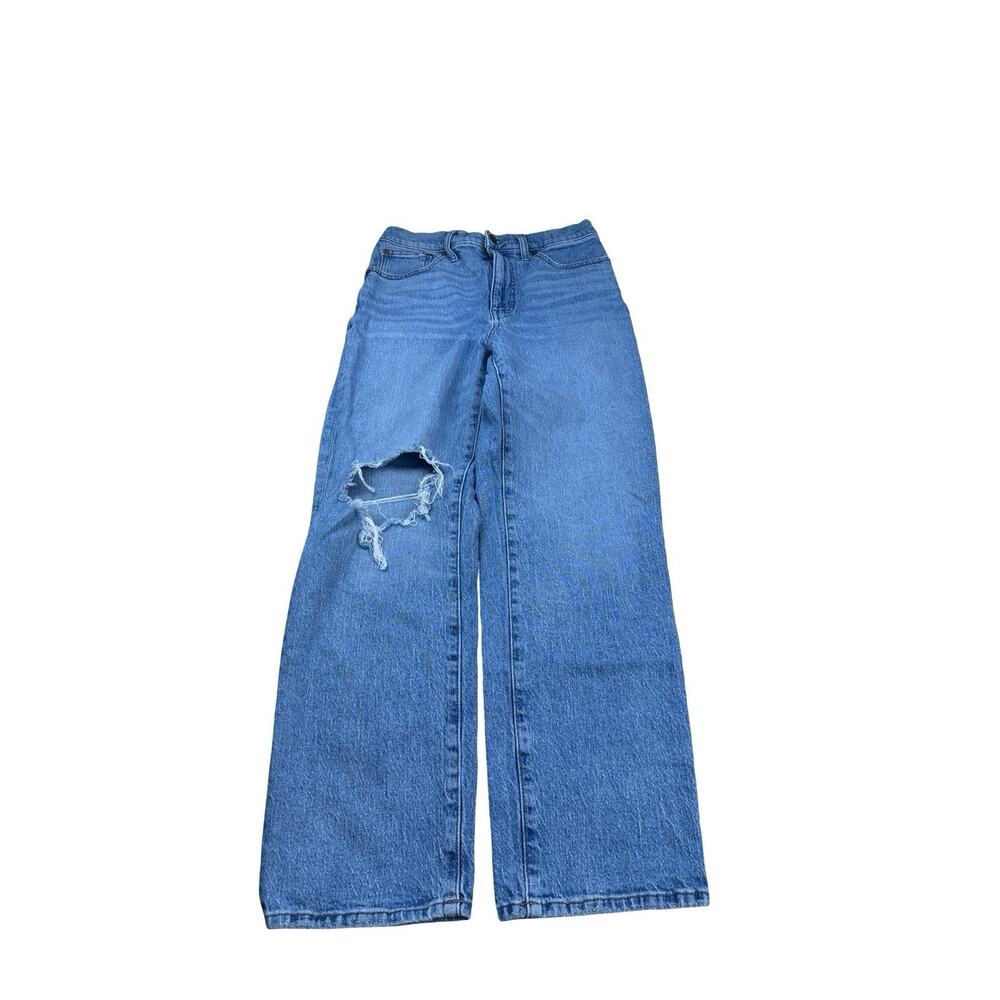 Madewell The Perfect Vintage Straight Jeans High Rise Womens 28 Blue Distressed